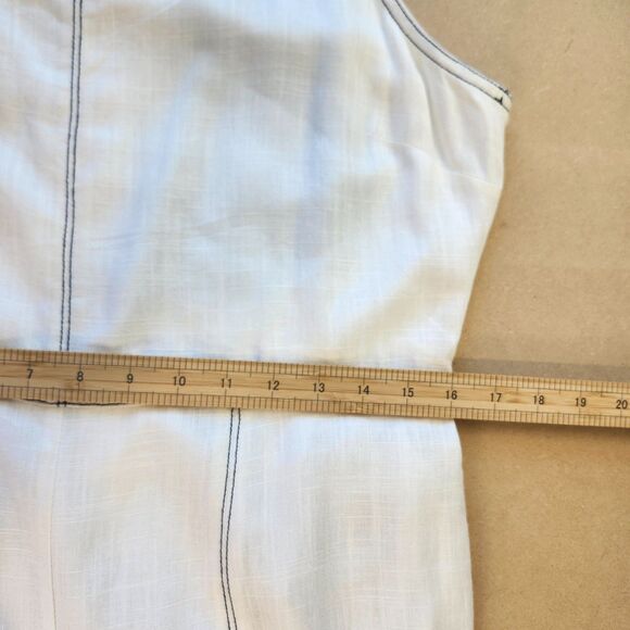 NWT Sugarlips White w/ Blue Stich Linen Blend Wide Leg Jumpsuit Size Large - Picture 9 of 11